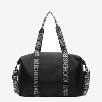 Black Casual Sportswear Letters Patchwork Zipper Bags