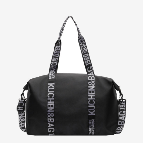 Black Casual Sportswear Letters Patchwork Zipper Bags