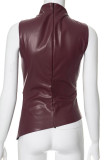 Black Casual Solid Basic Turtleneck Tops