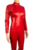 Red Sexy Solid Color Patchwork Zipper Lingerie