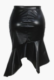 Black Casual Solid Color Patchwork Plus Size 