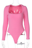 Blue Sexy Solid Color Patchwork Swimwears