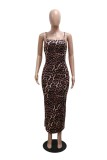 Leopard Print Sexy Leopard Print Patchwork Long Sleeve Two Pieces