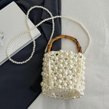 Black Casual Daily Patchwork Pearls Decor Bags