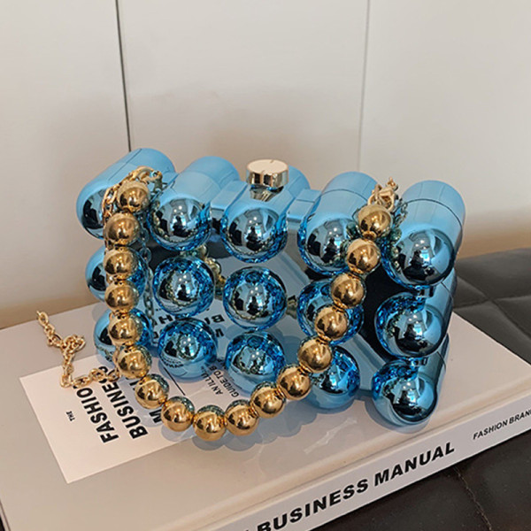 Blue Casual Solid Color Patchwork Chains Bags