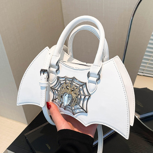White Casual Patchwork Zipper Bags