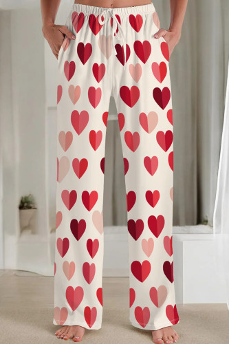 Milky Casual Print Pocket Patchwork Loose Mid Waist Conventional Full Print Bottoms