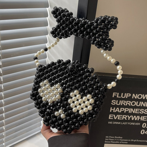 Black Casual Skull Head Weave Bags