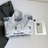 White Casual Daily Newspaper printing Zipper Bags