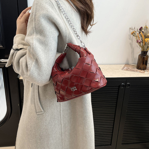 Red Daily Solid Color Chains Zipper Bags