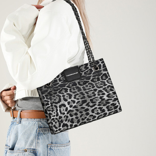 Black Daily Leopard Print Patchwork Bags