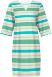 Red Blue Casual Striped Print Gradient V Neck Printed Dresses