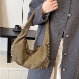 Coffee Daily Solid Color Rivets Patchwork Bags