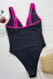Black Sexy Patchwork Contrast Swimwears