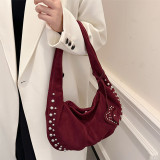 Coffee Daily Solid Color Rivets Patchwork Bags