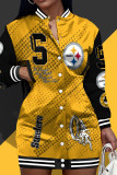 Yellow Steeler Dress New Orleans Saints Varsity Jacket Dress American Football Short Sleeve Summer Snap Button Jersey T Shirt Dress