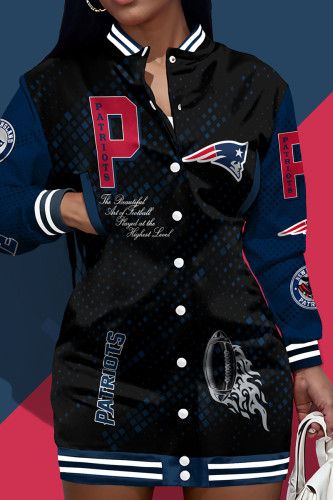 Tibetan Blue Steeler Dress New Orleans Saints Varsity Jacket Dress American Football Short Sleeve Summer Snap Button Jersey T Shirt Dress