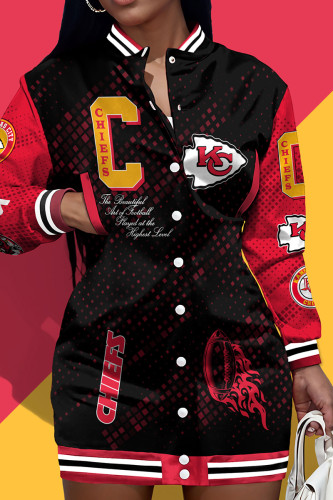 Red Steeler Dress New Orleans Saints Varsity Jacket Dress American Football Short Sleeve Summer Snap Button Jersey T Shirt Dress