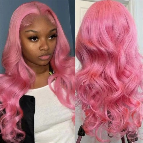 Pink Daily Solid Color Patchwork Wigs