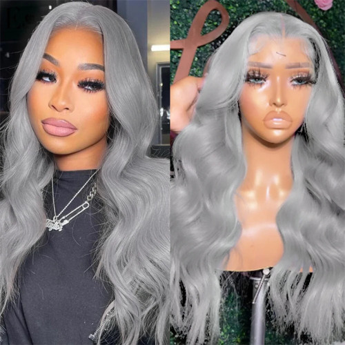 Grey Daily Solid Color Patchwork Wigs