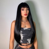 Black Casual Solid Patchwork Wigs