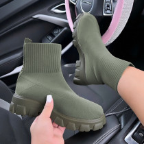Green Casual Patchwork Solid Color Round Comfortable Shoes