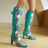 Multicolor Casual Daily Lace Up Patchwork Pointed Comfortable Shoes (Heel Height 2.95in)
