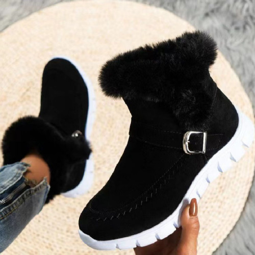 Black Casual Patchwork Solid Color Round Keep Warm Comfortable Out Door Shoes