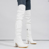 White Casual Solid Color Pointed Leather Shoes (Heel Height 2.95in)