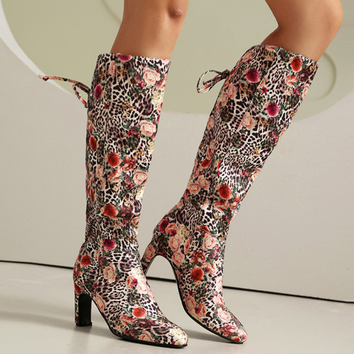 Multicolor Casual Daily Lace Up Patchwork Pointed Comfortable Shoes (Heel Height 2.95in)