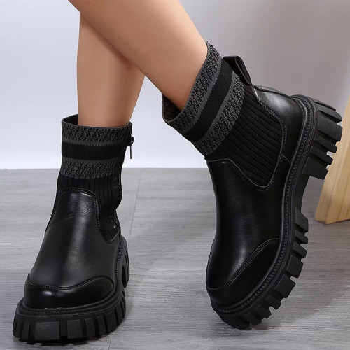 Black Casual Patchwork Solid Color Round Keep Warm Comfortable Out Door Shoes