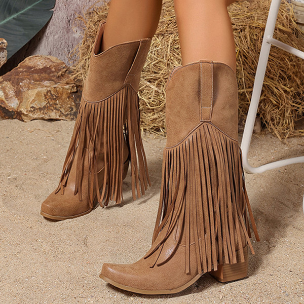 Yellow Casual Daily Fringed Trim Patchwork Solid Color Pointed Comfortable Shoes