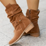 Apricot Casual Daily Patchwork Solid Color Pointed Comfortable Shoes