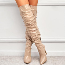 Apricot Casual Daily Solid Color Pointed Shoes (Heel Height 4.33in)