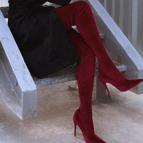 Red Casual Daily Solid Color Pointed Comfortable Shoes