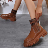 Cream White Casual Patchwork Solid Color Round Keep Warm Comfortable Out Door Shoes