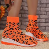 Rose Red Casual Daily Sexy club Patchwork Leopard Round Comfortable Shoes