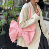 Burgundy Daily Bow Patchwork Ruched Zipper Bags