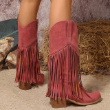 Black Casual Daily Fringed Trim Patchwork Solid Color Pointed Comfortable Shoes