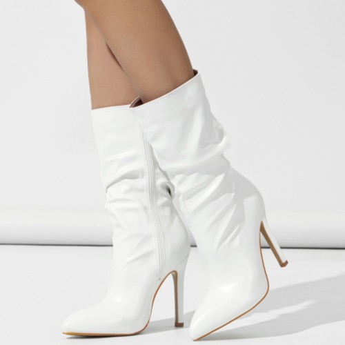 White Casual Daily Solid Color Pointed Shoes