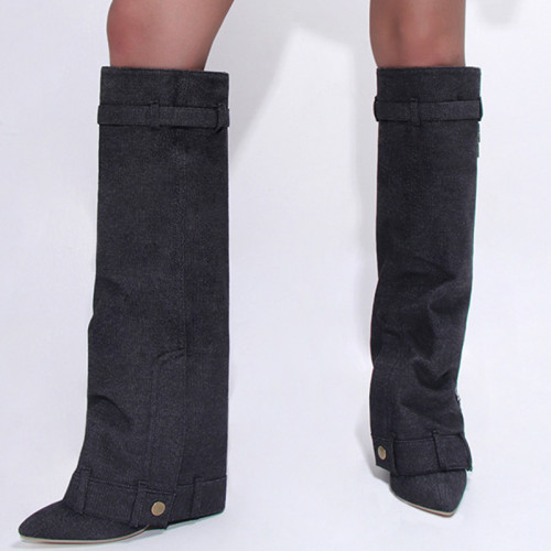 Black Casual Daily Patchwork Solid Color Pointed Shoes
