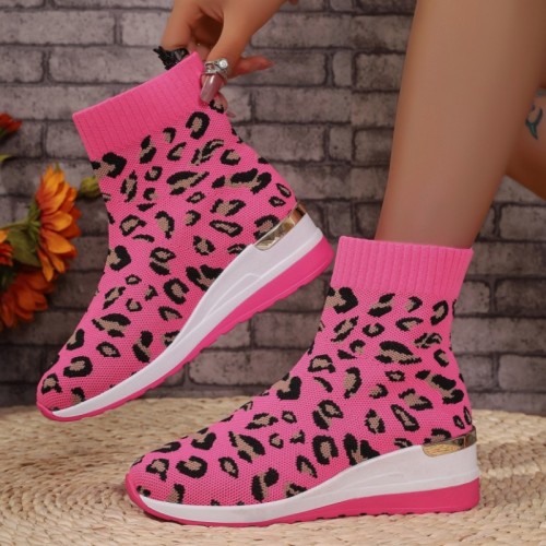 Rose Red Casual Daily Sexy club Patchwork Leopard Round Comfortable Shoes