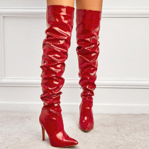Red Casual Daily Solid Color Pointed Shoes (Heel Height 4.33in)