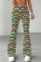 Multicolor Casual Print Patchwork Regular Mid Waist Speaker Full Print Bottoms