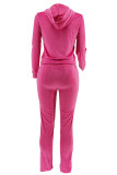 Black Casual Solid Color Draw String Pocket Patchwork Zipper Zipper Collar Long Sleeve Two Pieces
