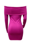 Khaki Sexy Solid Color Patchwork Backless Off Shoulder Wrapped Skirt Dresses