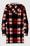 Black Gold Casual Print Pocket Patchwork Zipper Contrast Hooded Outerwear