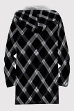 Black Gold Casual Print Pocket Patchwork Zipper Contrast Hooded Outerwear