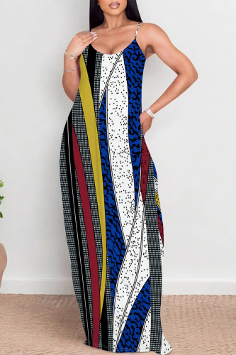 Stripe Sexy Vacation Geometric Print Floral Print Contrast V Neck Printed Dresses