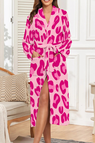 Rose Red Daily Print Pocket Patchwork Strap Design Sleepwear